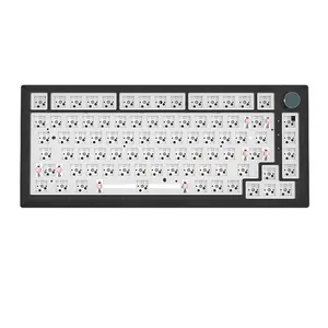 Kit de clavier mécanique DK75 avec bouton RGB filaire type-c 75% mise en page bricolage clavier de jeu blanc/noir Kit transparent