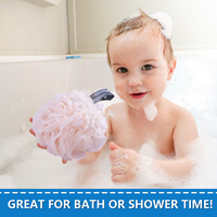 Gmagic RPET Eco Friendly Colorful Bathing Loofah Pouf Body Exfoliating Bath Sponge Pink Color 50g Current Design