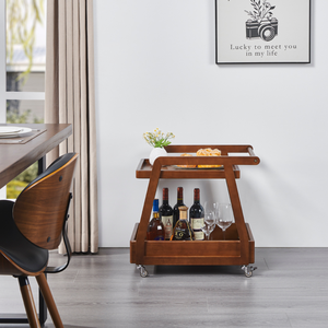 Mesa Auxiliar con Ruedas SINTERIOR, Mesa Lateral de Madera Maciza con Rotación de 360 Grados °   Ruedas bloqueables con patas curvadas para comedor, almacenamiento y trabajo - Product Image 6