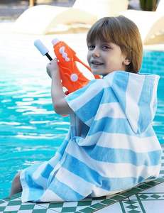 منشفة حمام مخصصة للأطفال مطبوعة ماصة من القطن للأطفال بغطاء للرأس مع شعار - Product Image 2