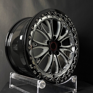 Jantes forgées de style Beadlock 17/18 pouces à 5 trous, finition noire brillante usinée, 5x114.3 pour Ford Mustang, Chevy <span class=keywords><strong>Camaro</strong></span>, Dodge Challenger - Product Image 3