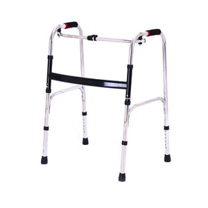 Andador de cuatro patas con ruedas para personas mayores y pacientes hemipléjicos, diseño plegable de acero inoxidable - Product Image 2