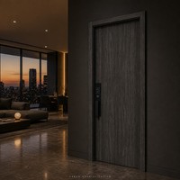 Portes intérieures pour villa, appartement, hôtel, grain de bois anthracite avec serrure électronique, finition couleur personnalisée, fabricant OEM ODM