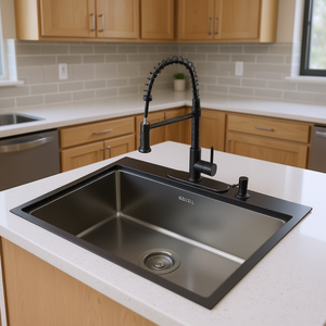 Fregadero de cocina Sunkail de 36 pulgadas, de un solo tazón, de acero inoxidable, empotrable, con acabado mate cepillado, estilo industrial. - Product Image 2