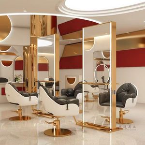 Floor-standing Commercial Salon Hairdressing <b>Mirror</b> Semi-Elliptical Design Adjustable <b>LED</b> Lights Changing Colors Bathroom Hotel - Product Image 4