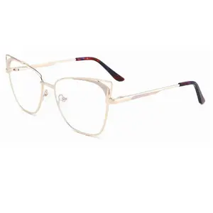 بيع بالجملة نظارات معدنية مستديرة للسيدات إطارات نظارات مرنة العلامة التجارية الجديدة مصمم إطارات بصرية