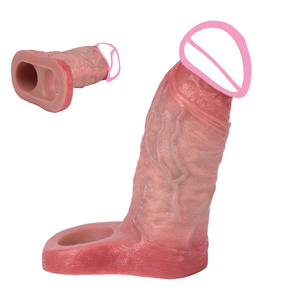 Condón de Pene Reutilizable para Pareja, Potenciador de Estimulación del Punto G, Consolador Hueco de Cabeza Cerrada Realista, Cubierta de Silicona, Juguete Adulto para Hombres - Product Image 1