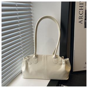 Women Glossy Leather Shoulder <b>Bag</b> Retro Solid Color Underarm Handbag Daily Casual <b>Tote</b> Purse - Product Image 3