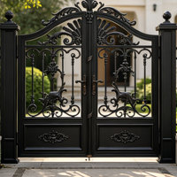 Porte en fer forgé de luxe moderne de haute qualité, résistante à la rouille, personnalisée pour villa et appartement, utilisation extérieure - Marque YW ART