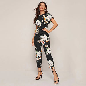 Tute da donna sexy e alla moda all'ingrosso con stampa personalizzata di alta qualità pagliaccetti di fiori casual eleganti tute da donna - Product Image 1