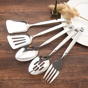 DFS0327 stainless steel dinnerware golden <b>server</b> food salad fork spoons set portion <b>buffet</b> catering control gold rice serving sp - Product Image 4