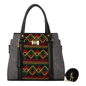 Bolso de Playa Fana Fauna para Mujer, Gris, de Algodón, Tamaño Mediano, con Estampado de Leopardo y Letras, Cierre de Broche - Product Image 4