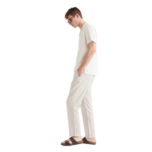 <span class=keywords><strong>Pantaloni</strong></span> da uomo in <span class=keywords><strong>lino</strong></span> con cintura elastica Casual Casual e comodo di alta qualità - Product Image 2