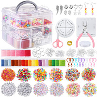 Kit de fabrication de bijoux DIY à 3 niveaux, kit de perles, collier/bracelet/boucles d'oreilles, accessoires, porte-clés, pendentif