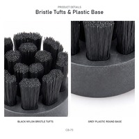 Tête de brosse ronde noire, poils en nylon noir, base en plastique gris, taille personnalisable, longueur des poils, tête de brosse de nettoyage