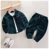 Ensemble Printemps pour Bébés et Enfants Garçons Filles de Haute Qualité, Vêtements Doux au Toucher, Chemise en Coton Côtelé 2 Pièces Pas Cher
