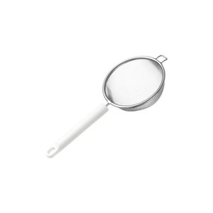 Flour Sieve Metal With White Handle Durable For Baking And Straining - Product Image 1