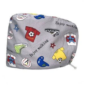 Bonnet bouffant jetable coloré avec ouverture pour queue de cheval, couvre-cheveux longs, imprimé dessin animé, avec boutons - Product Image 3