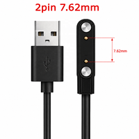 Câble de charge magnétique universel 2 broches 4 mm 7,62 mm 4 broches, cordon de charge USB noir et blanc pour montres intelligentes