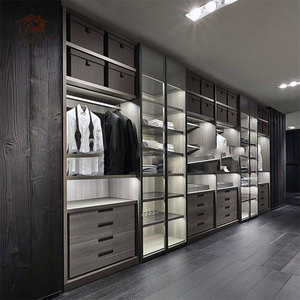 Armoires de rangement et de présentation personnalisées, armoire modulaire minimaliste en bois avec tiroirs et barres de suspension réglables - Product Image 5