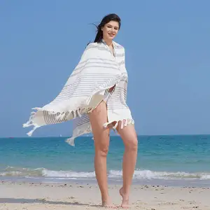 Serviette de plage xl, imprimé personnalisé, sans sable, turque blanche, séchage rapide, 100% coton, nouveau