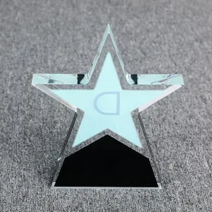 High quality custom star shape Transparent Acrylic Champion Trophy With Custom Printing Enterprise Rewards Giveaways Gift Awards