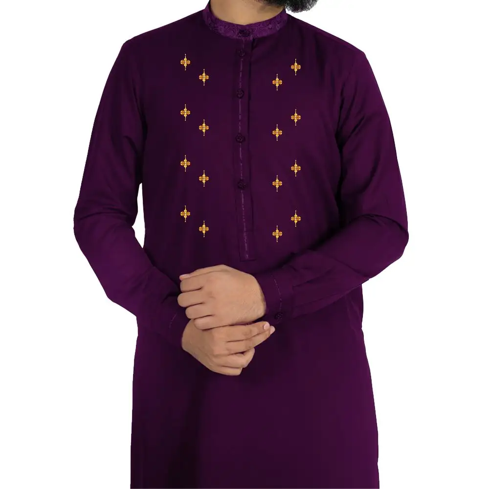 Brand Dubai Islamic robe embroidered men's high quality Muslim clothing adult fashion robe