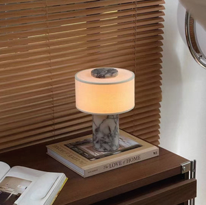 Lampe de table minimaliste en pierre, véritable marbre Calacatta Viola, rechargeable, avec variateur tactile 3 couleurs - Product Image 6