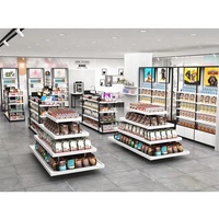 Stand Display Kosmetik Mewah Gaya Eropa Kustom untuk Toko Produk Kecantikan, Showcase Display Lipstik Dinding