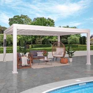 Pérgola Inteligente Motorizada con Control Remoto, Techo de Aluminio Impermeable para Patio Exterior con Luces LED, Canaletas para Lluvia y Protección Solar - Product Image 1
