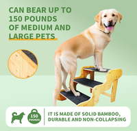 Escalier pour chien en bambou à 3 marches, vente en gros, pour petits chiens