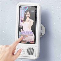 Étui de téléphone étanche à écran tactile avec haut-parleur Bluetooth compact, commande vocale et support sécurisé pour salle de bain/voiture, batterie intégrée