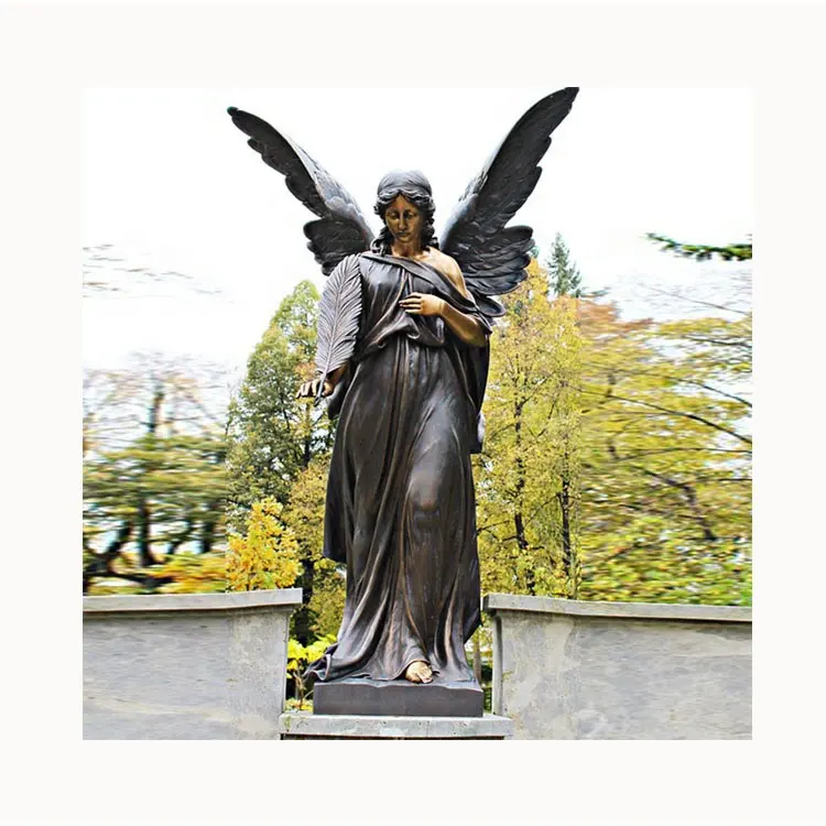 محفورة باليد معدن النحاس داخلي تمثال ملاك بالحجم الطبيعي تمثال برونز تمثال ملاك لتزيين الحديقة