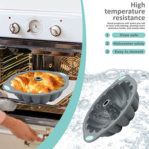 Molde para Hornear Pasteles de Silicona y Metal Gris+Azul, Antiadherente, No Tóxico, Resistente al Calor, Sostenible, Apto para Lavavajillas y Horno, Utensilio de Cocina - Product Image 3