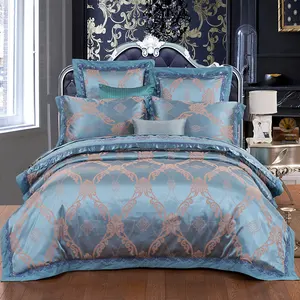 Dirty Resistant New Design Blue 4-piece Embroidered Pattern Bedding Set Cotton Bed Sheets