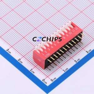 DP-12-R-T DIP Switch Through hole Component (THT),P=2.54mm Switch Piano Key Single Pole Single Throw 12 2.54mm - Product Image 1