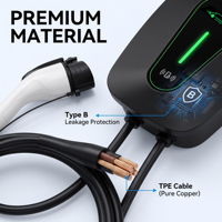 Chargeur de voiture électrique triphasé standard américain TYPE1 avec écran de 2,4 pouces, 7KW, 9KW, 11KW, station de recharge EV