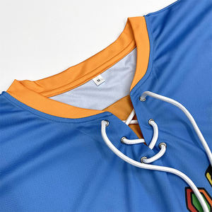 Camiseta de hockey sobre hielo azul del equipo sublimado personalizado europeo barato - Product Image 4