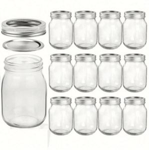 Tarro Mason de 5oz, 8oz, 12oz, 16oz, 25oz, 33oz, transparente, de grado alimenticio, hermético, para envasado y conservación, de boca ancha, con tapa de aluminio. - Product Image 5