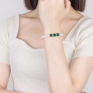 Pulsera Clásica de Perlas de Agua Dulce y Ágata Verde Natural de 7-8 mm, Forma de Arroz, Accesorios de Joyería de Moda, Estilo con Cuentas - Product Image 4
