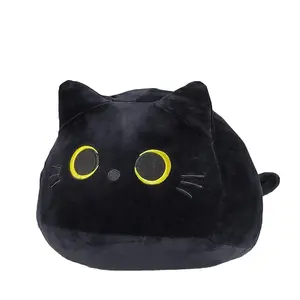 Échantillon gratuit mignon Animal chat en peluche jouets en peluche belle peluche mignon chat noir oreiller en peluche poupée jouet