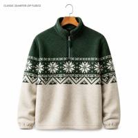 Hochwertiger Herren Fair Isle Strickpullover mit Viertelreißverschluss Schneeflocken-Farbblock Langarm-Pullover OEM ODM Fabrik Maßanfertigung
