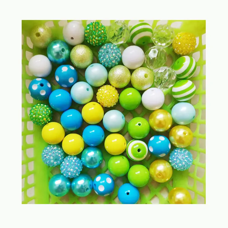 50pcs/bag Chunky Gumball Beads apple green color Bulk 20mm rhinestones bubblegum beads bracelet Loose Beads For Jewelry Making