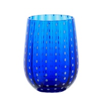 Verre à vin classique bleu à pois en verre sodocalcique fait main, capacité 200 ml, pour vins rouges/blancs, dîners et fêtes, ajoute une touche vibrante