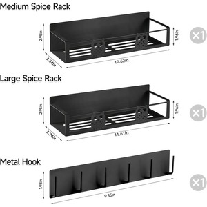 ชั้นวางเครื่องเทศแม่เหล็ก ชุด 3 ชิ้น ที่จัดเก็บในตู้เย็นพร้อมตะขอสำหรับใช้ในครัว - Product Image 2