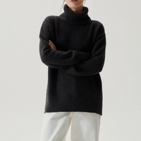 Pull en cachemire à col roulé pour femme, épais et chaud, pull en cachemire surdimensionné, tricoté