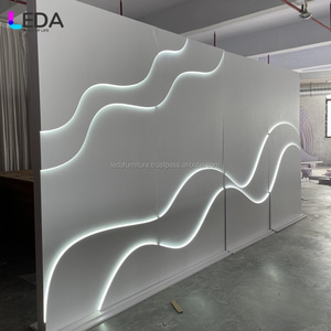 Leda ฉากหลังแต่งงานพีวีซีแบบดั้งเดิมภาพติดผนังสีขาว LED ฉากหลังแต่งงานทรงสี่เหลี่ยมรูปทรงเรขาคณิต - Product Image 3