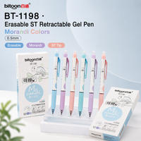 Pulpen Gel 0.5mm Dapat Dihapus Pegangan Anti-Selip Biru Hitam Logo Kustom Grosir Alat Tulis Kantor Sekolah Tulisan Halus Grosir