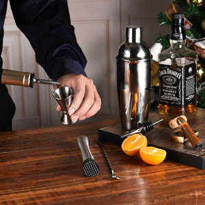 QZQ Bar Accessoires Cocktail Shaker Jigger Vodka Distributeur Équipement En Acier Inoxydable Martini Maison Cuivre Cloche Barman Kit Ensemble - Product Image 5