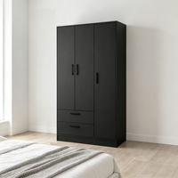 Armoire de chambre moderne en bois blanc avec tringle de suspension, 2 tiroirs, 4 étagères réglables, design écologique et gain de place